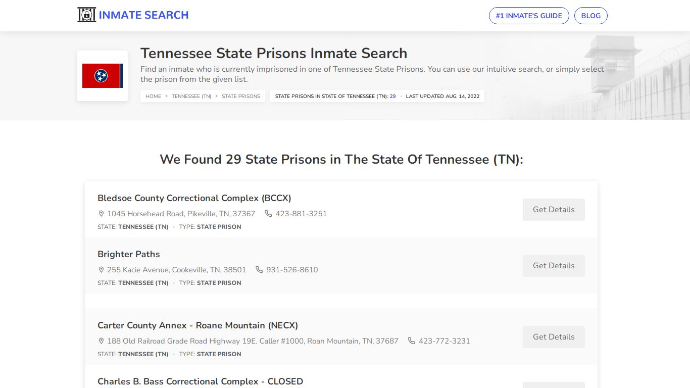 Tennessee State Prisons Inmate Search